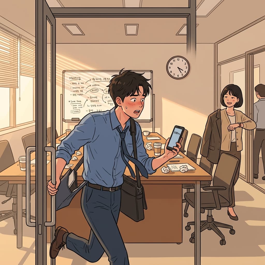 He was mistaken about the meeting time and arrived when everyone was leaving.