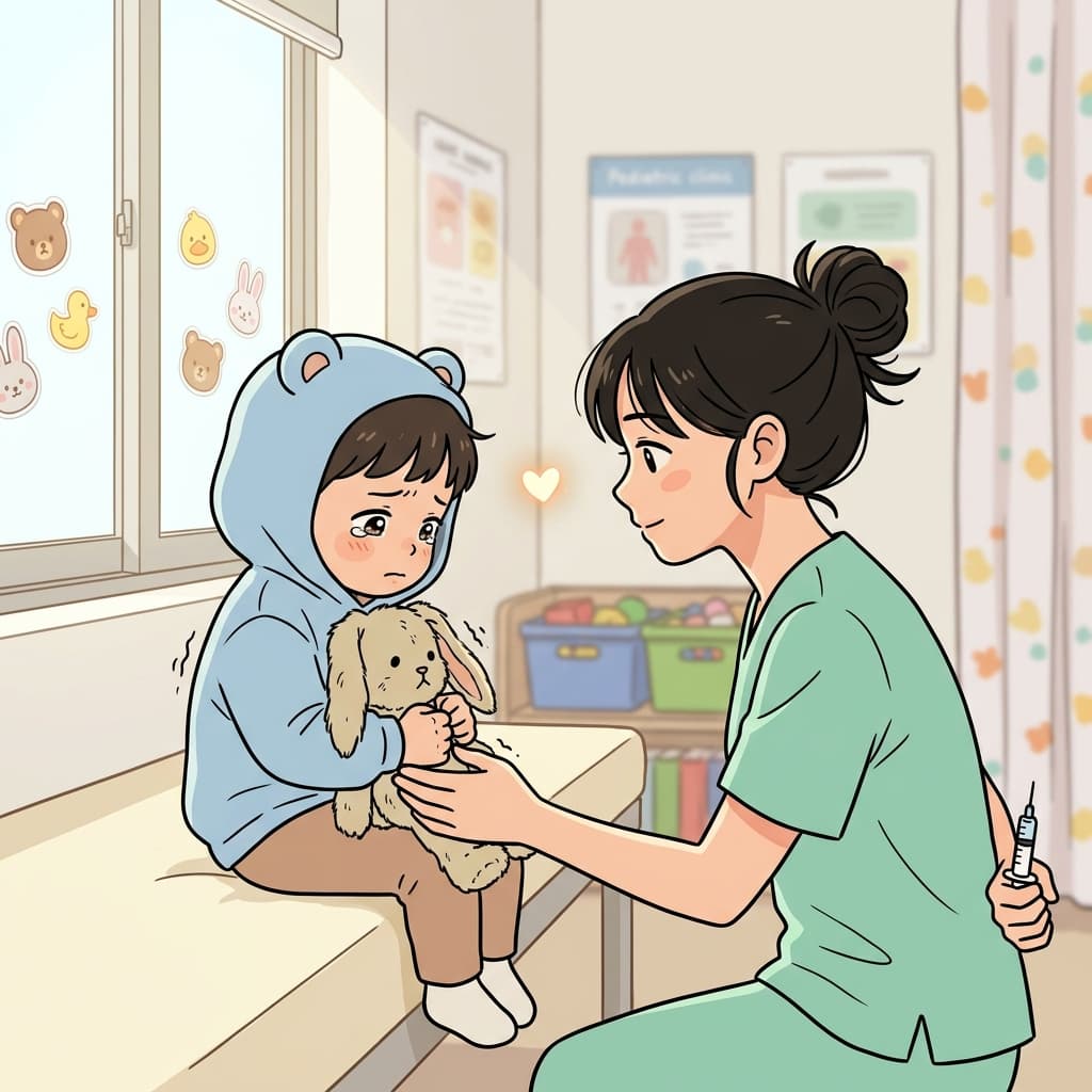 A nurse is sensitive to the patient's fear before the injection.
