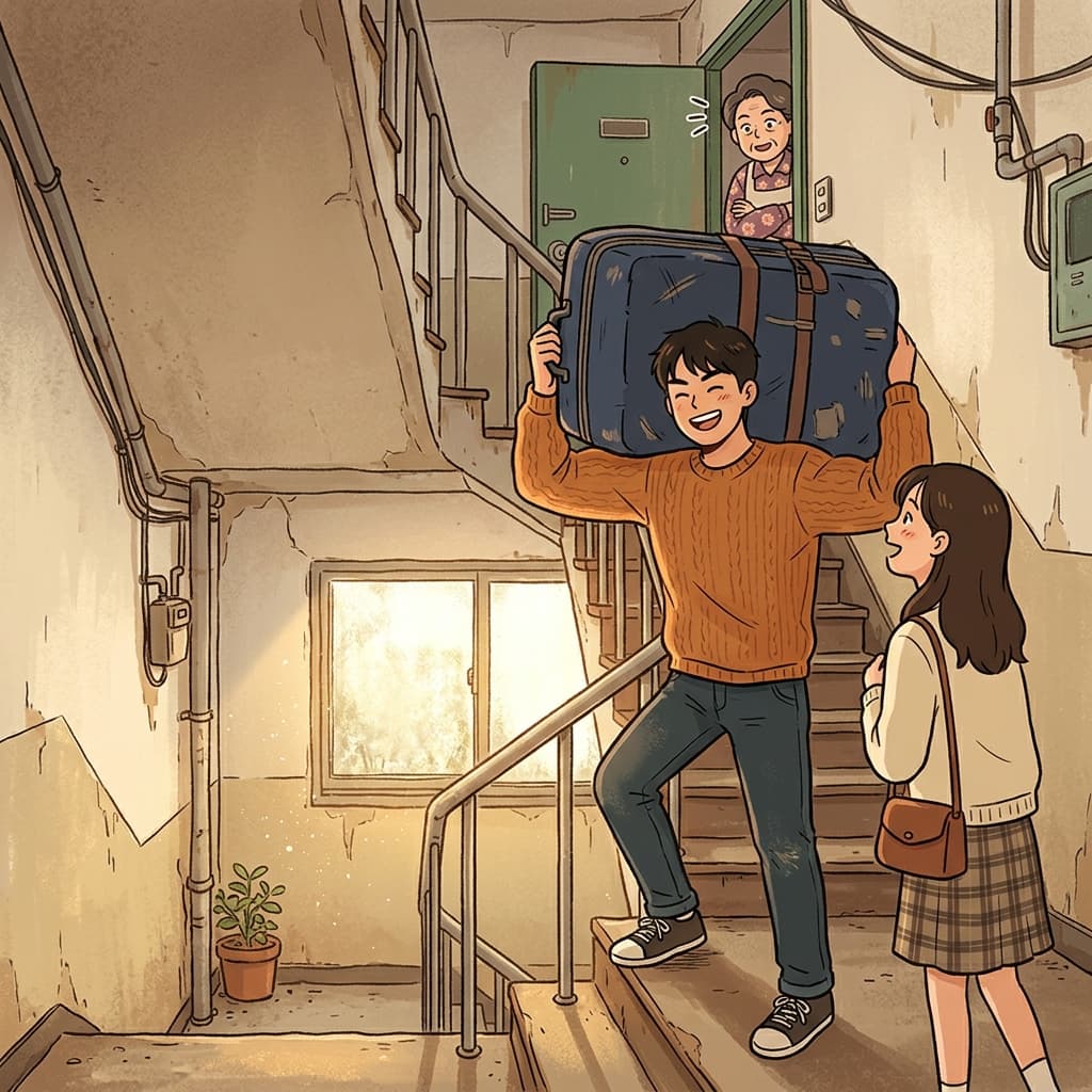 He was willing to carry her heavy suitcase up five flights without complaint.