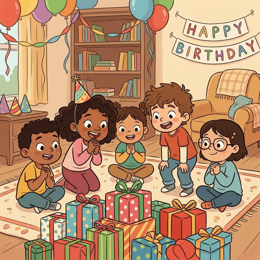 The children were eager to open their birthday presents.