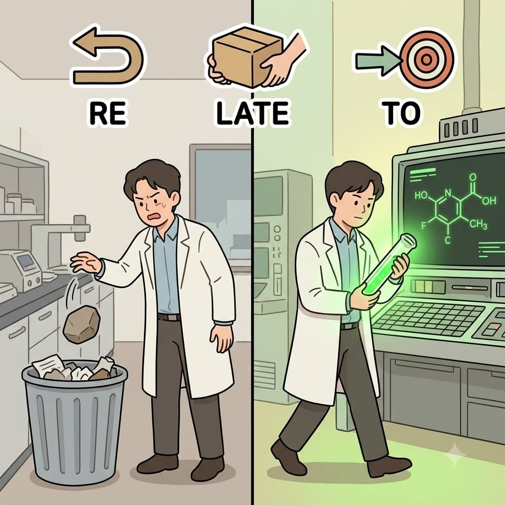 The scientist proved that the glowing tube was related to the virus by carrying it back to the matching computer. (RE(back) + LATE(carry) + TO(toward))