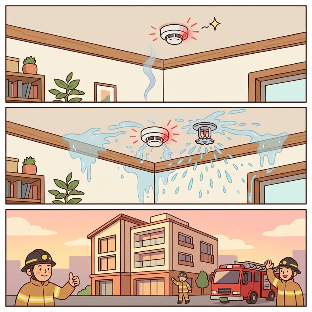 The alarm was sensitive to smoke, responded immediately, and protected the building from danger.