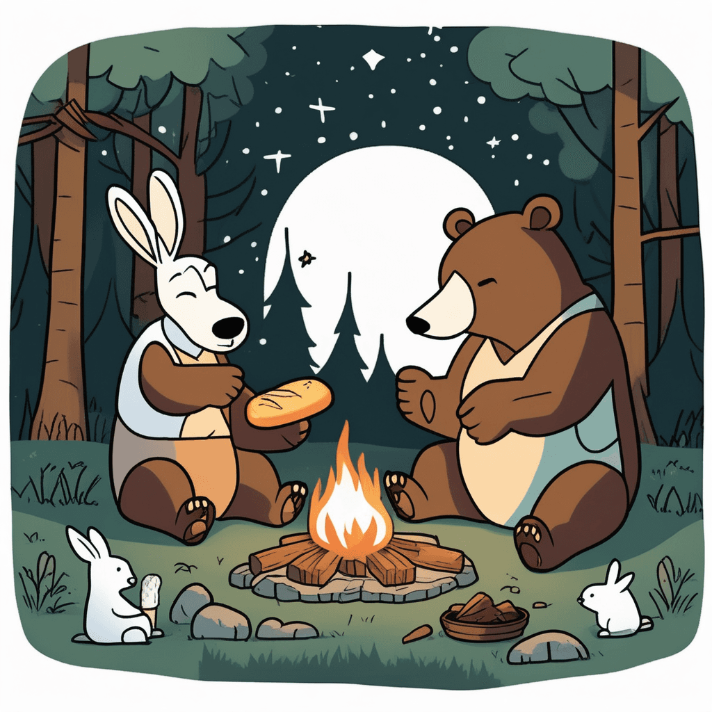 The bear shows care and bread to share