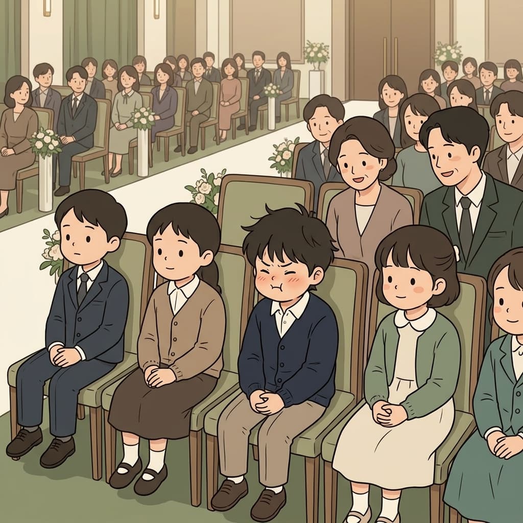 The children behaved well during the wedding ceremony.