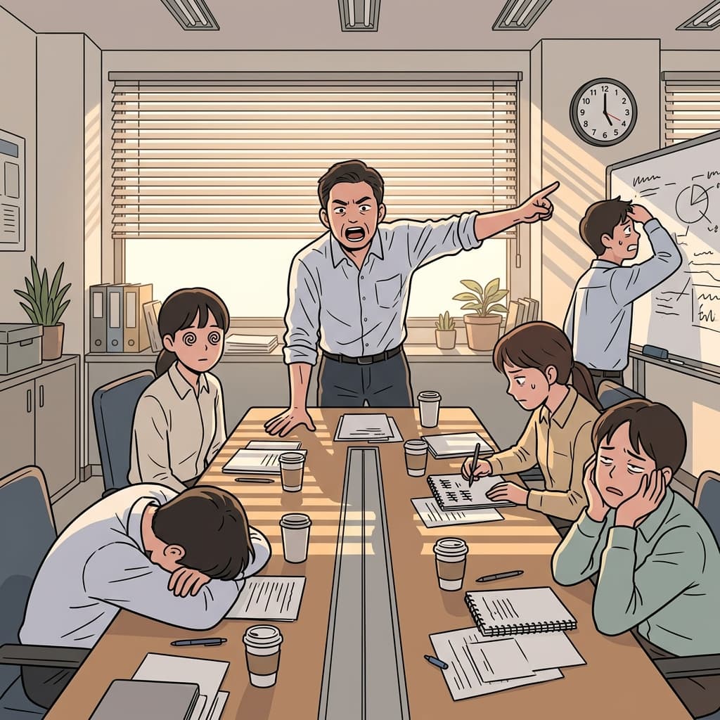 He continued to belabor the same point until everyone in the meeting looked exhausted.