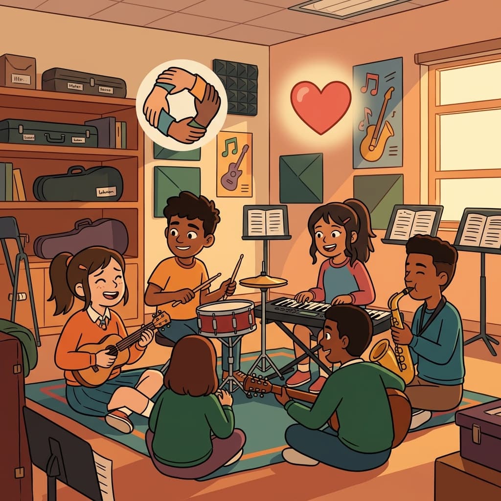 She felt that she belonged to the music club. (BE + LONG TOGETHER = BELONG → to be part of something and stay together)
