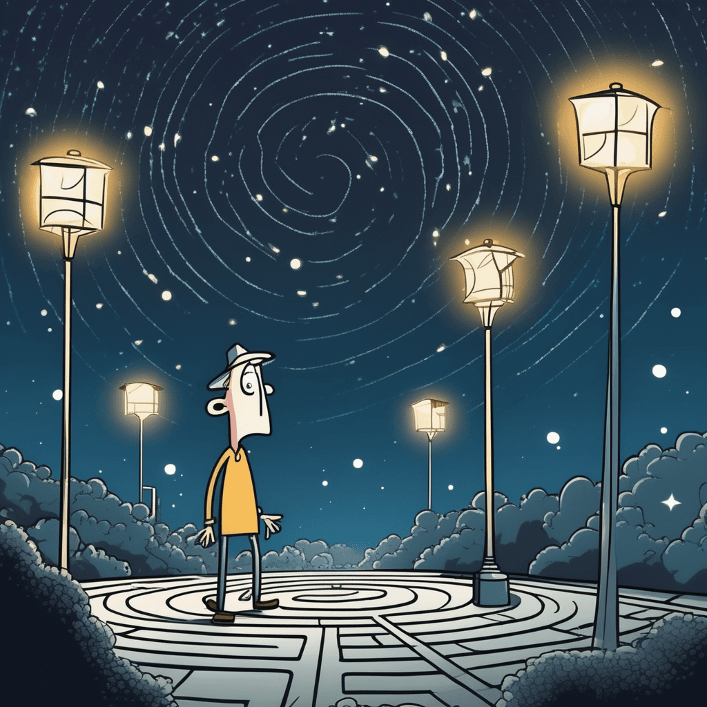 Bewildering night with flickering lights and glittering stars spinning overhead!