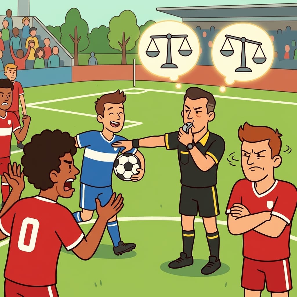 The referee's bias upset the players. (BIAS = LEAN TO ONE SIDE → an unfair tendency toward one side)