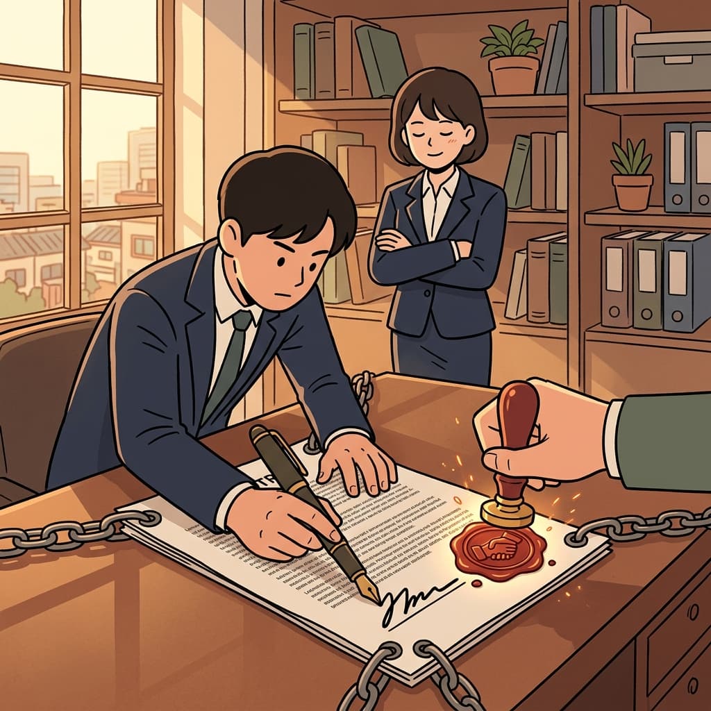 They signed the binding contract, sealing the deal forever.