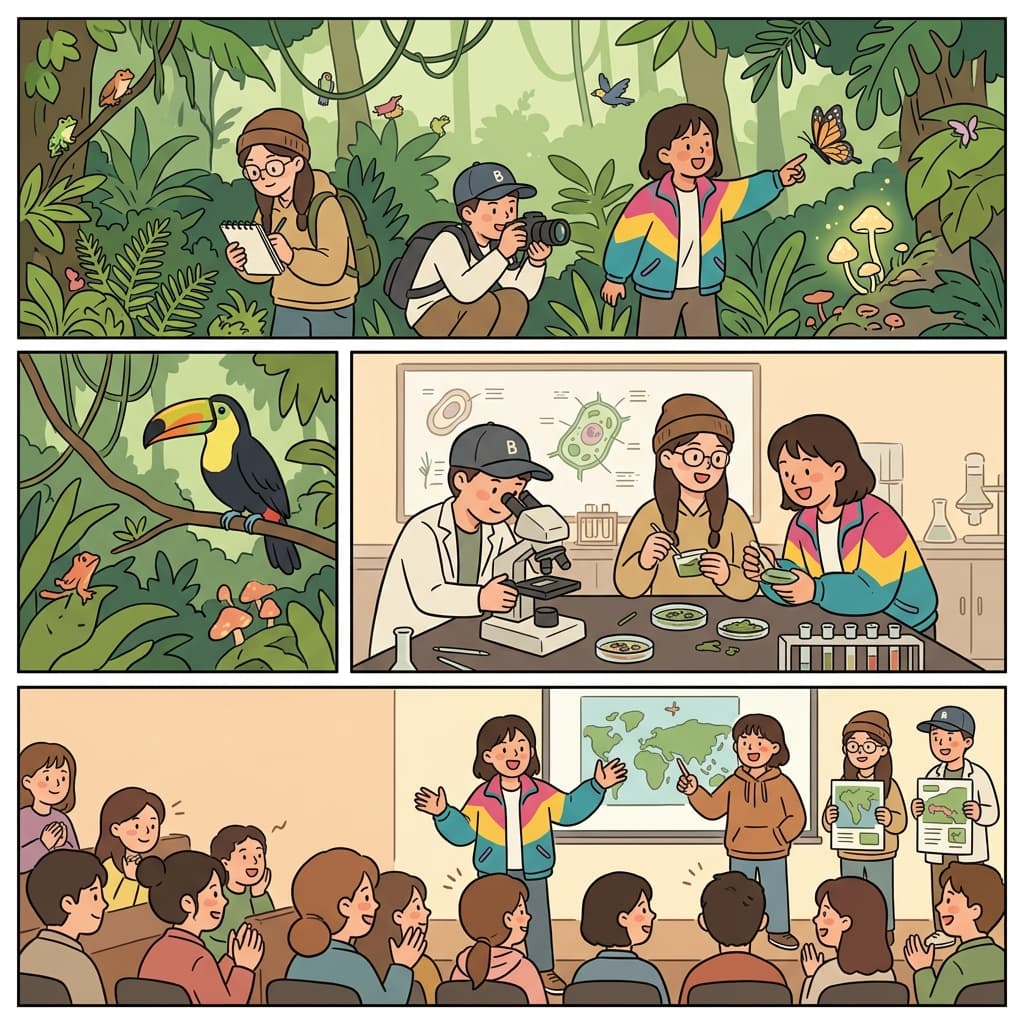 Students studied biodiversity at the university with great curiosity.