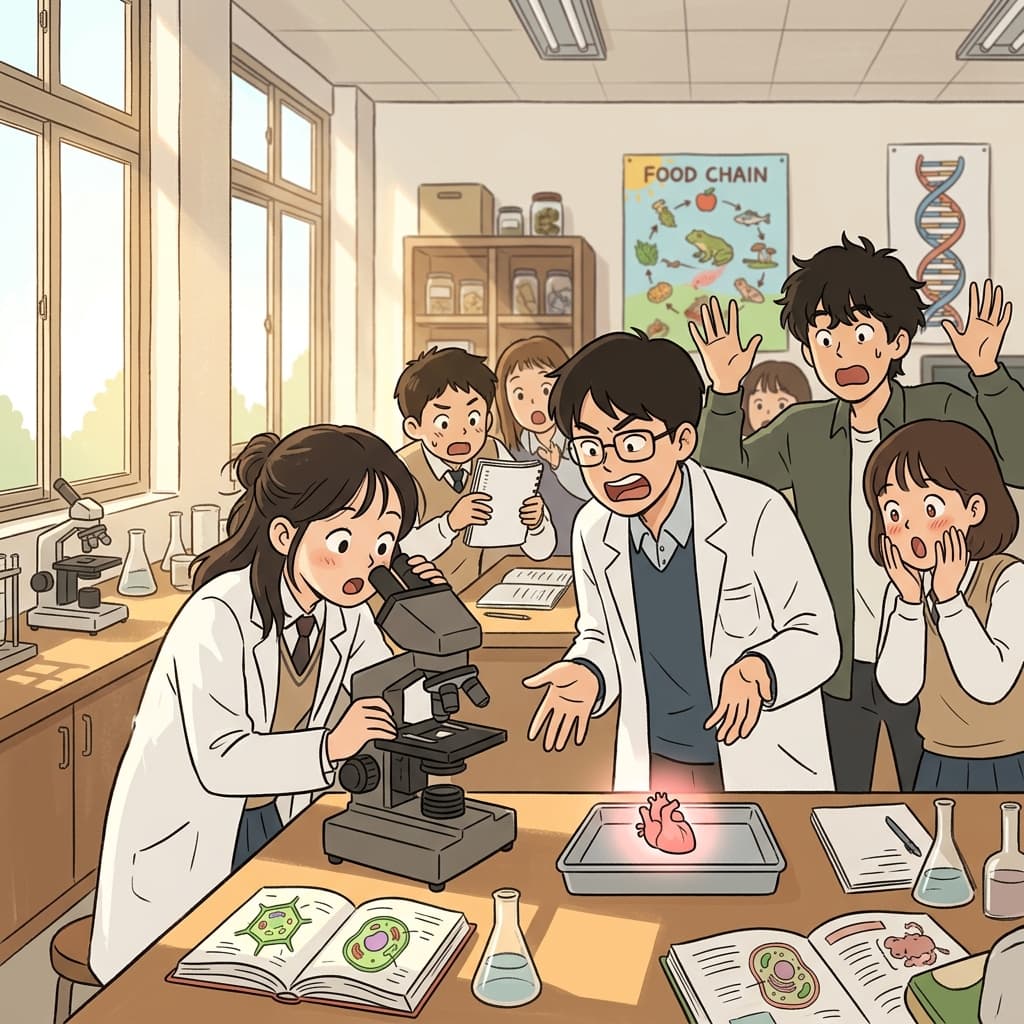 In biology class, students gasp as a frog's heart still beats under the microscope.