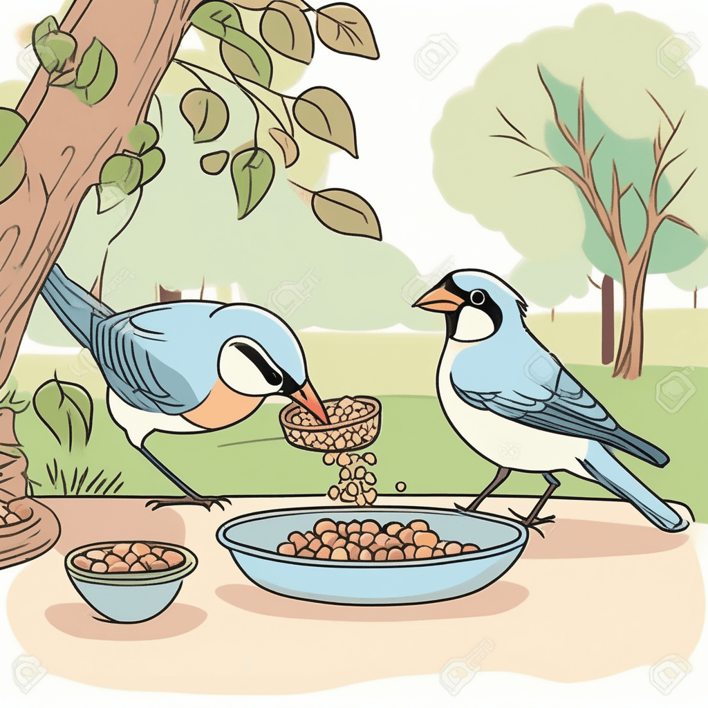 The activity of giving food to wild birds, typically in gardens or parks