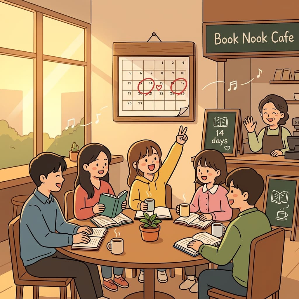 The book club meets biweekly at the cozy neighborhood cafe.
