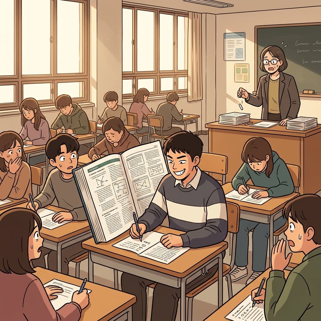The student's blatant cheating shocked the entire exam hall.
