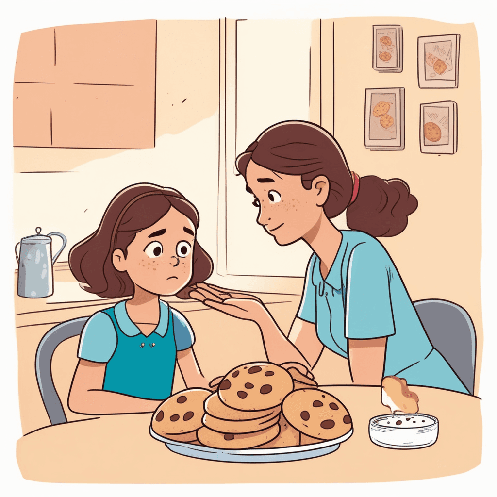 Girl's mood brightened with mother's comfort