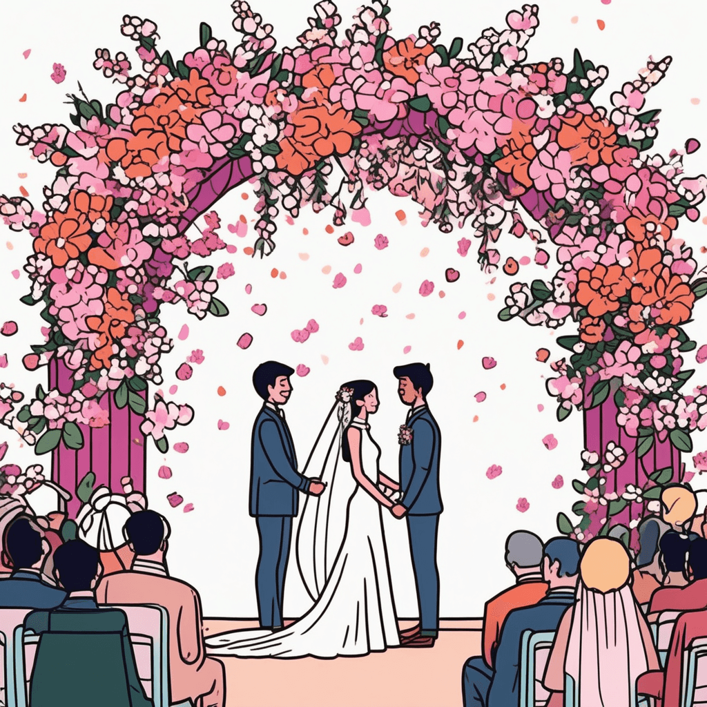 With furrowed brows they speak their vows, then to guests they take their bows!