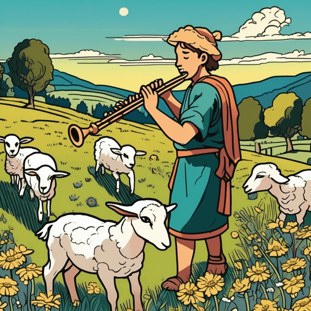 Where lambs frolic in fields bucolic, the scene becomes symbolic!