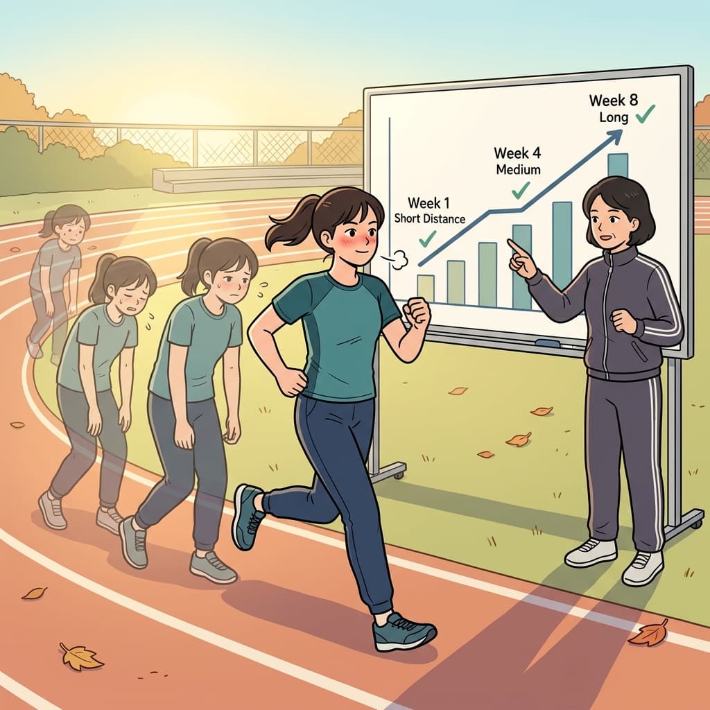 The coach helped her build up her stamina over weeks of training.
