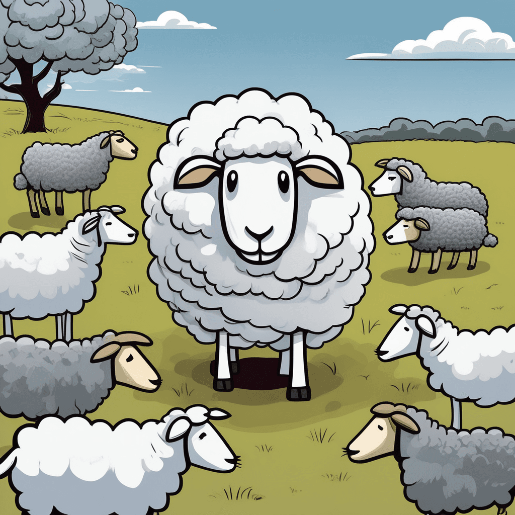 The woolly sheep fully stands against the bully!