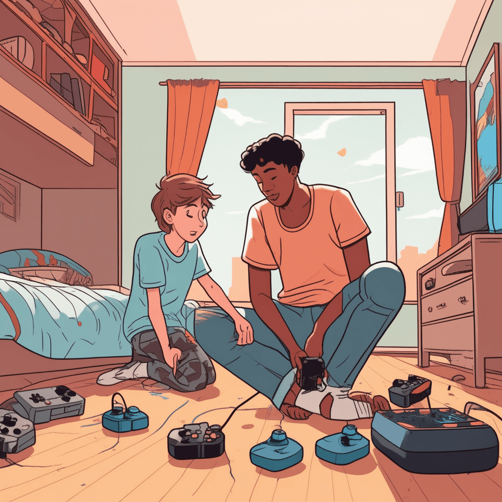 Mom sweetly persuading her reluctant son