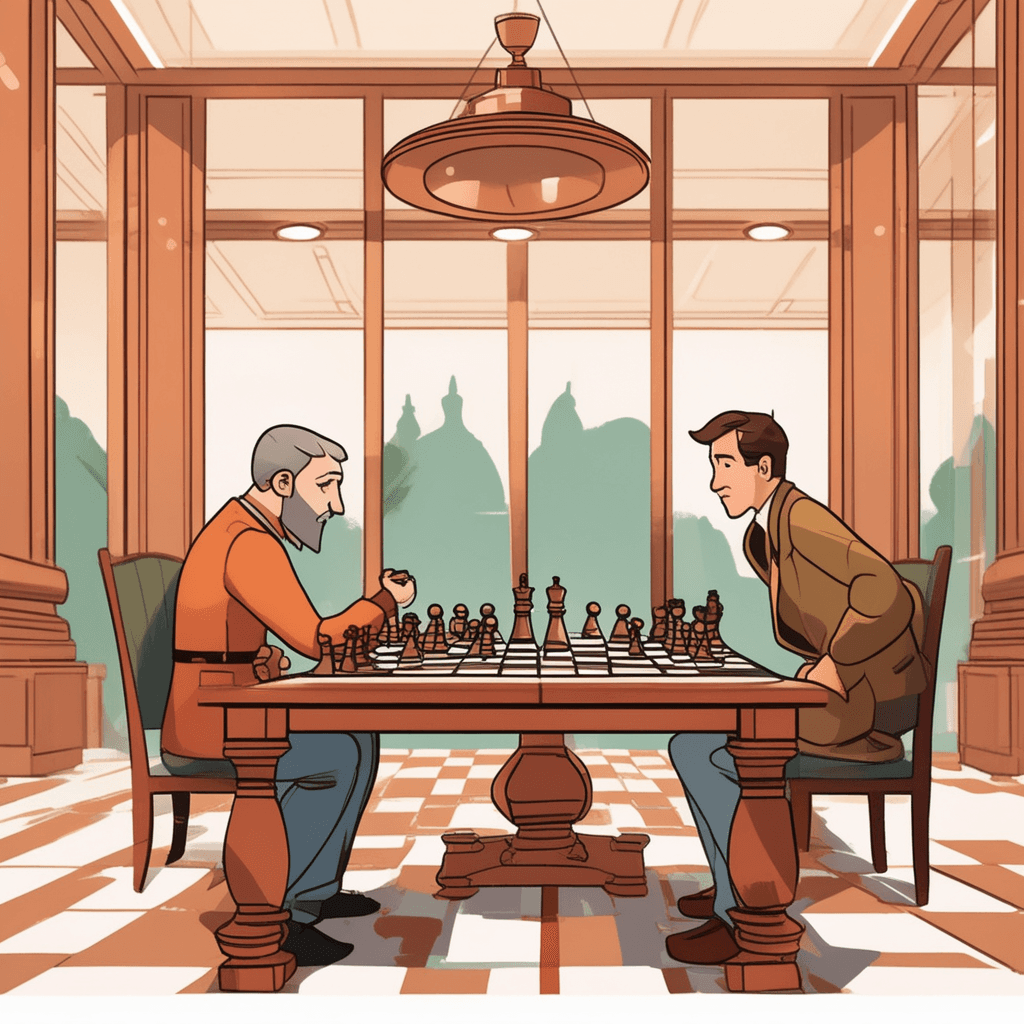 a focused chess player studies the board intensely, fingers hovering over a knight piece. She traces possible moves in the air before making her selection. After several moments of deep thought, she moves the knight to a specific square that creates multiple threats. The move sets up a winning combination three moves ahead that her opponent cannot see. Her opponent looks confused and worried, realizing he's in serious trouble. Other players at nearby tables pause their games to watch the brilliant strategy unfold. a move that was carefully planned and thought out in advance to achieve a particular winning result