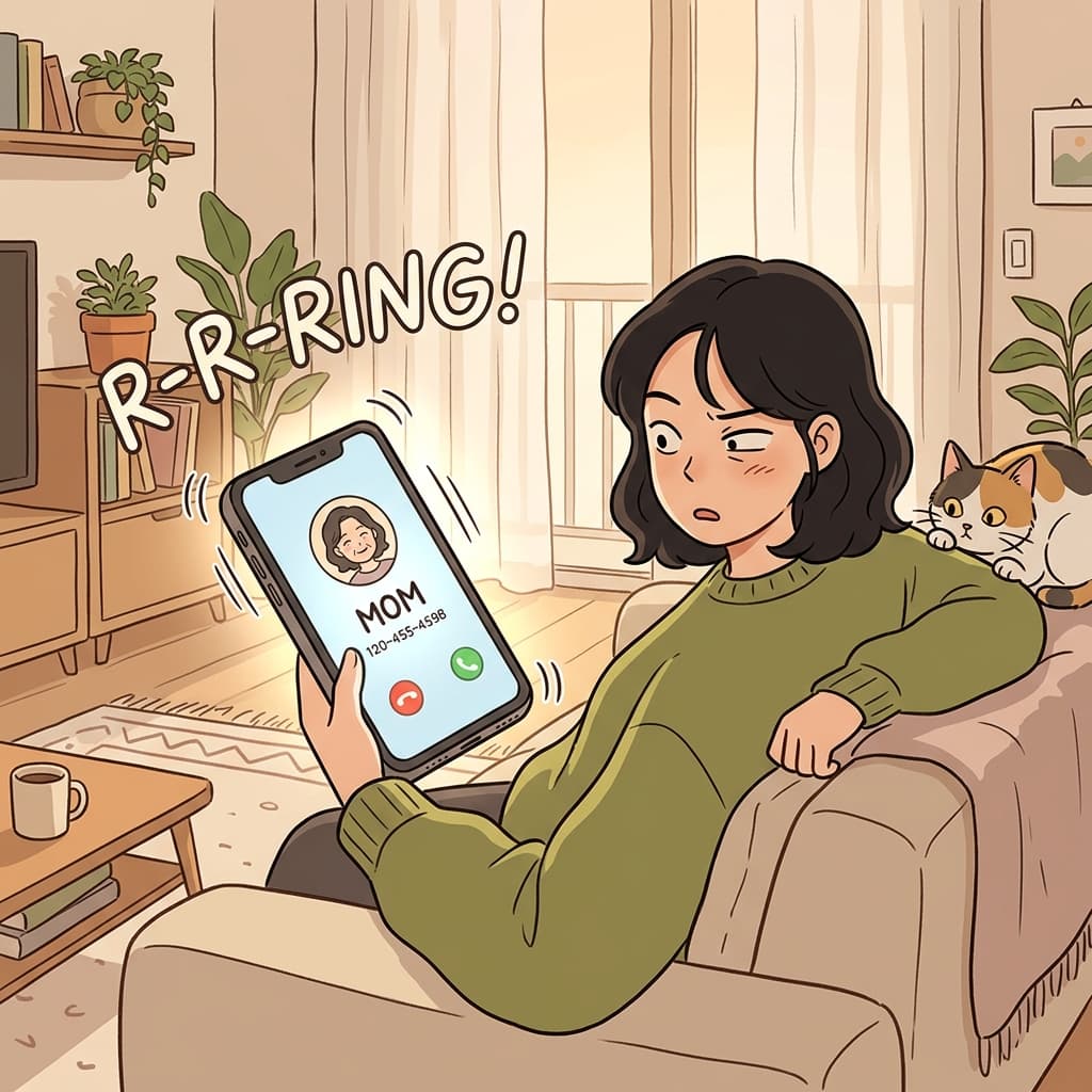 She checks the caller identification before answering an unknown number on her phone.