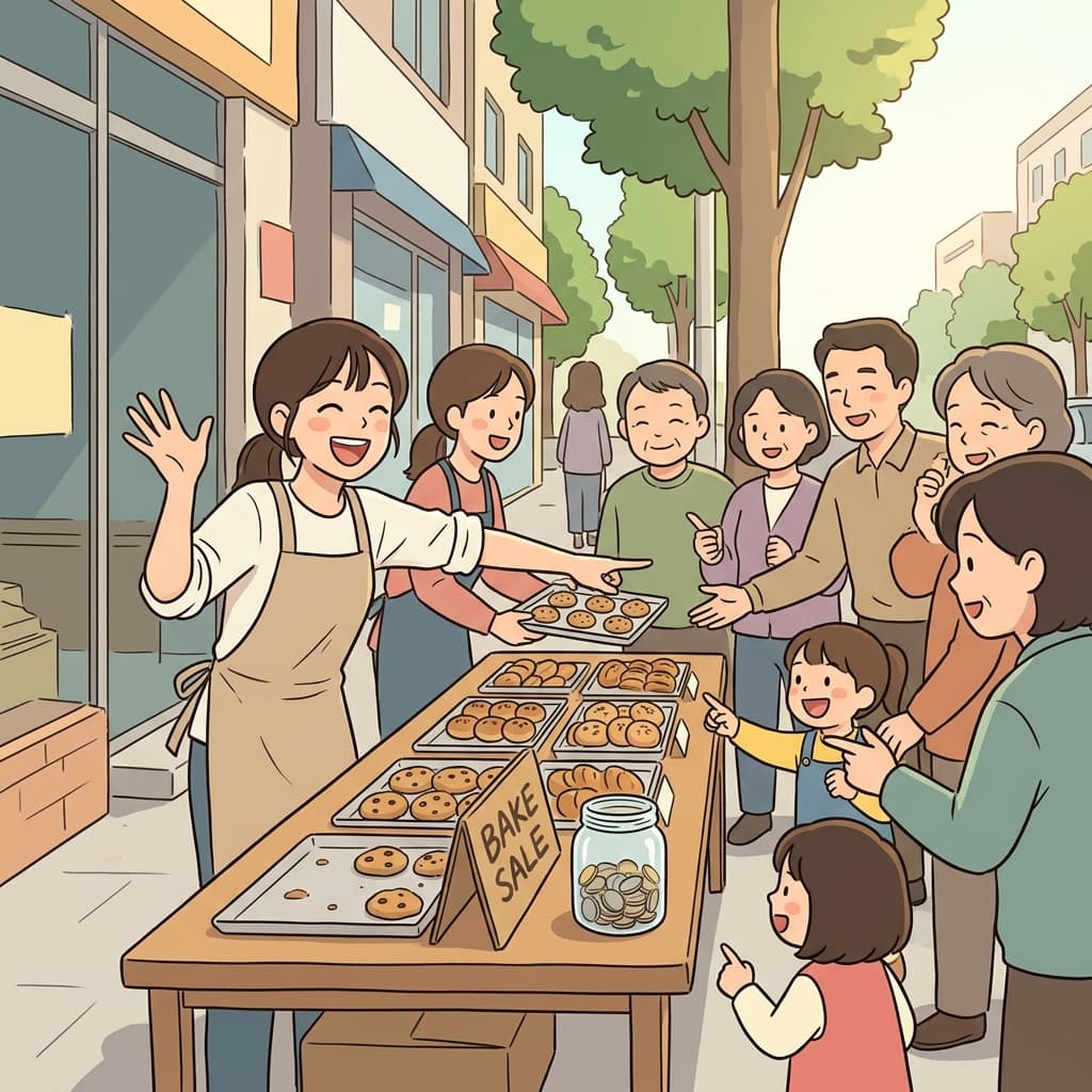 Her can-do attitude turned the failing bake sale into a neighborhood hit.