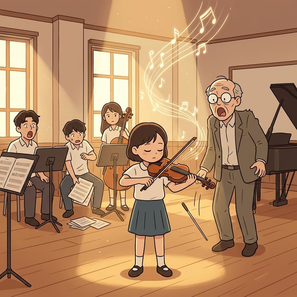 A young violinist shows remarkable capacity for learning complex pieces in just one afternoon.