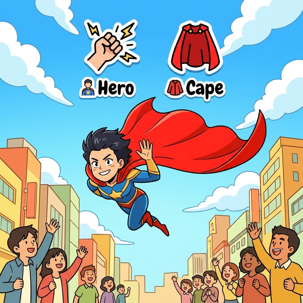 cape — a sleeveless cloak, typically a short one (mnemonic illustration)