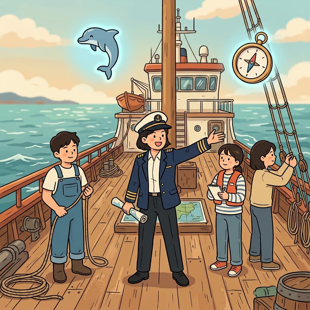 The captain led the crew safely across the ocean. (Cap + Leader → The one wearing the cap leads the team.)