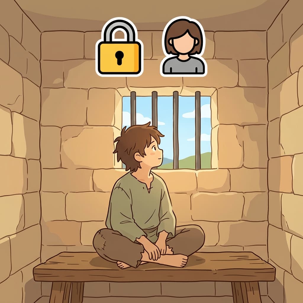 The captive hoped to escape one day. (Locked + Person → Captive)