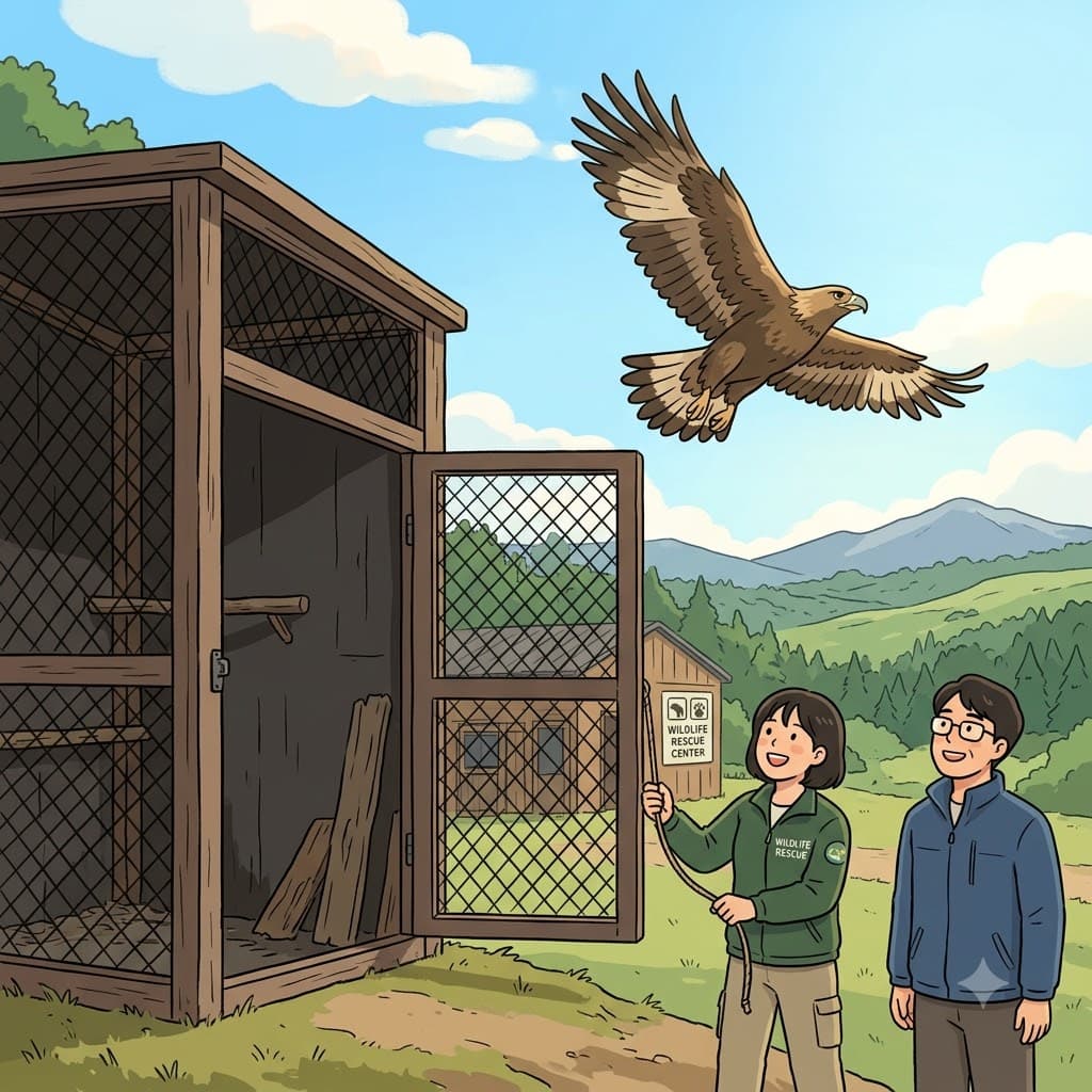 After years of captivity, the eagle finally spread its wings and flew free.