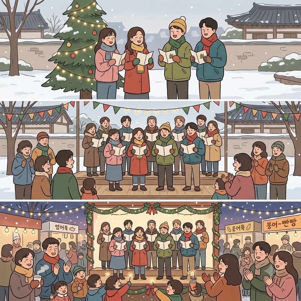 The Christmas carol became a joyful choral performance at the winter festival.