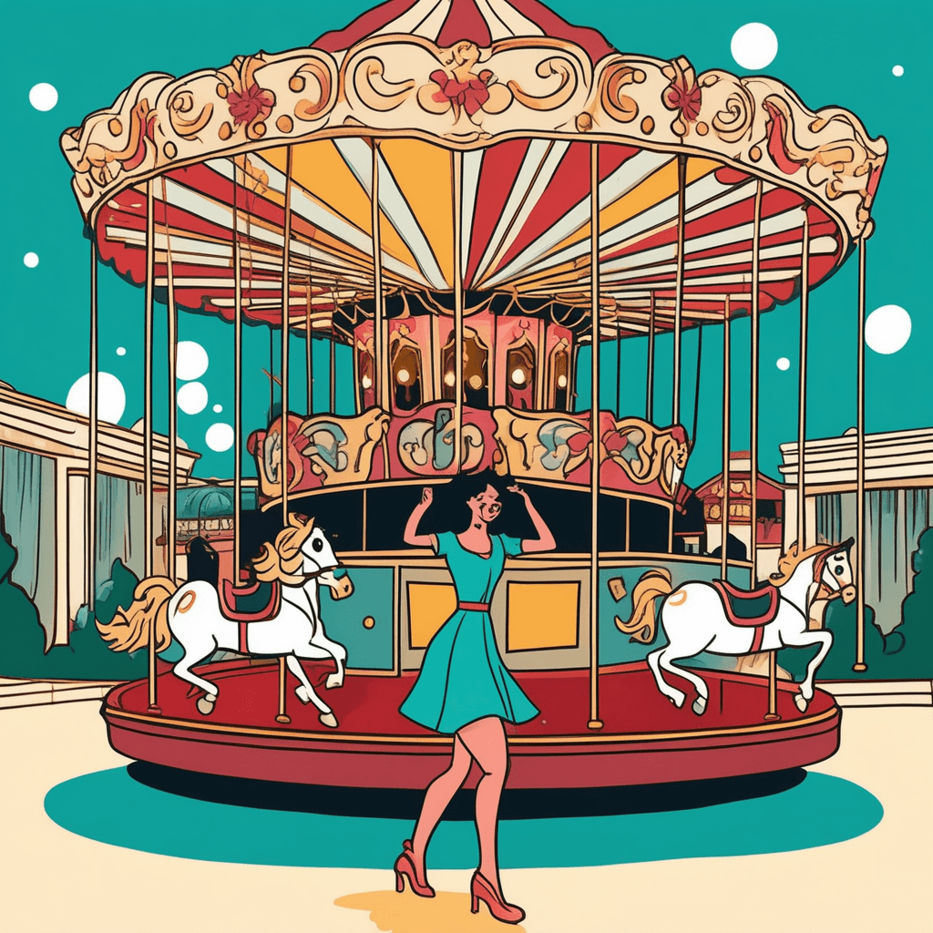 At the hotel's carousel, she whispers farewell!