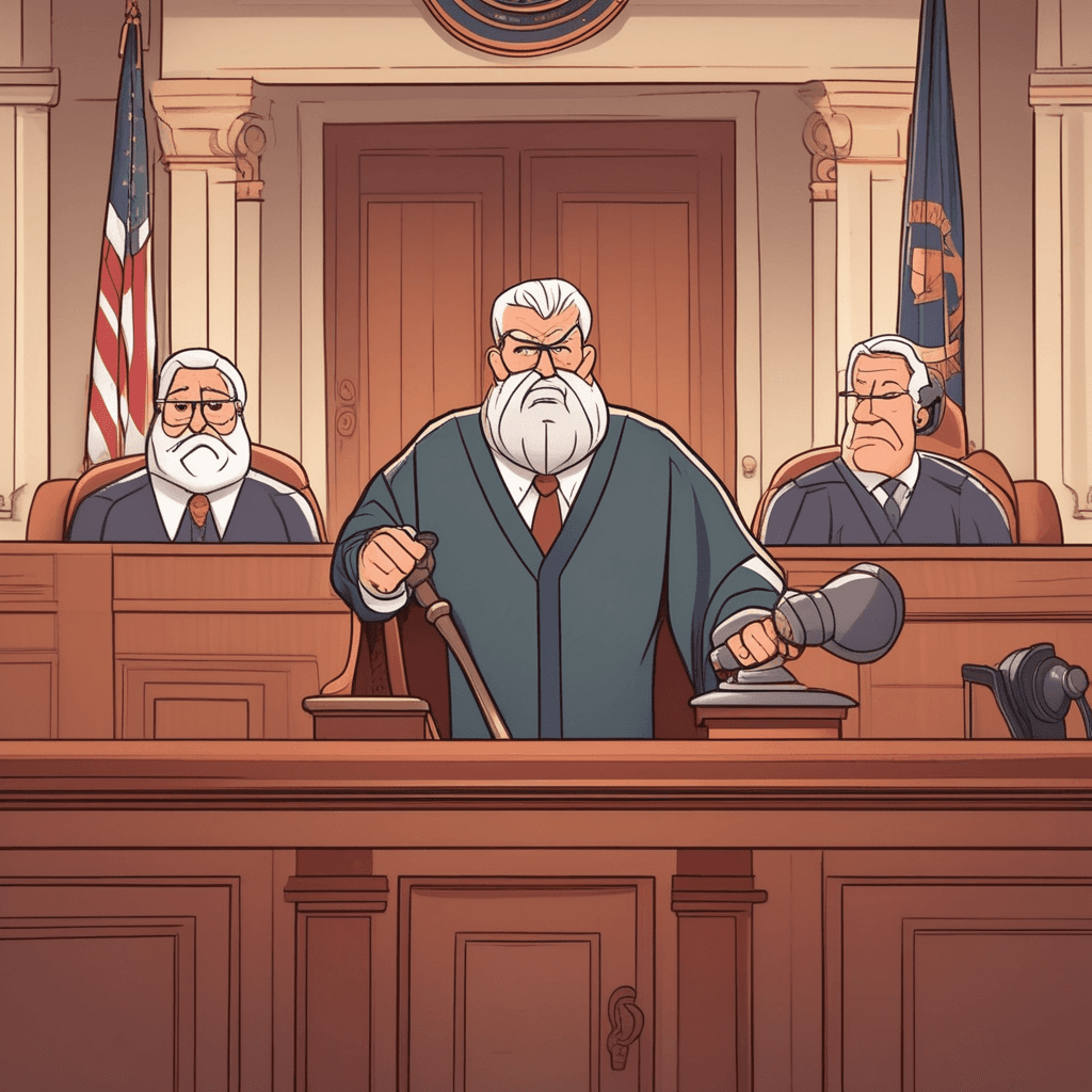 a stern judge pounds the gavel down firmly while pointing directly at the defendant. The judge's expression shows complete certainty with no hesitation in the decision. The gavel strike creates a definitive moment that ends all debate in the courtroom. Everyone present immediately understands this ruling cannot be questioned or appealed. Court officers and lawyers react with serious acknowledgment of the finality. The defendant's lawyer closes his briefcase knowing no further arguments will be heard. a categorical ruling that is absolute and without any conditions or exceptions