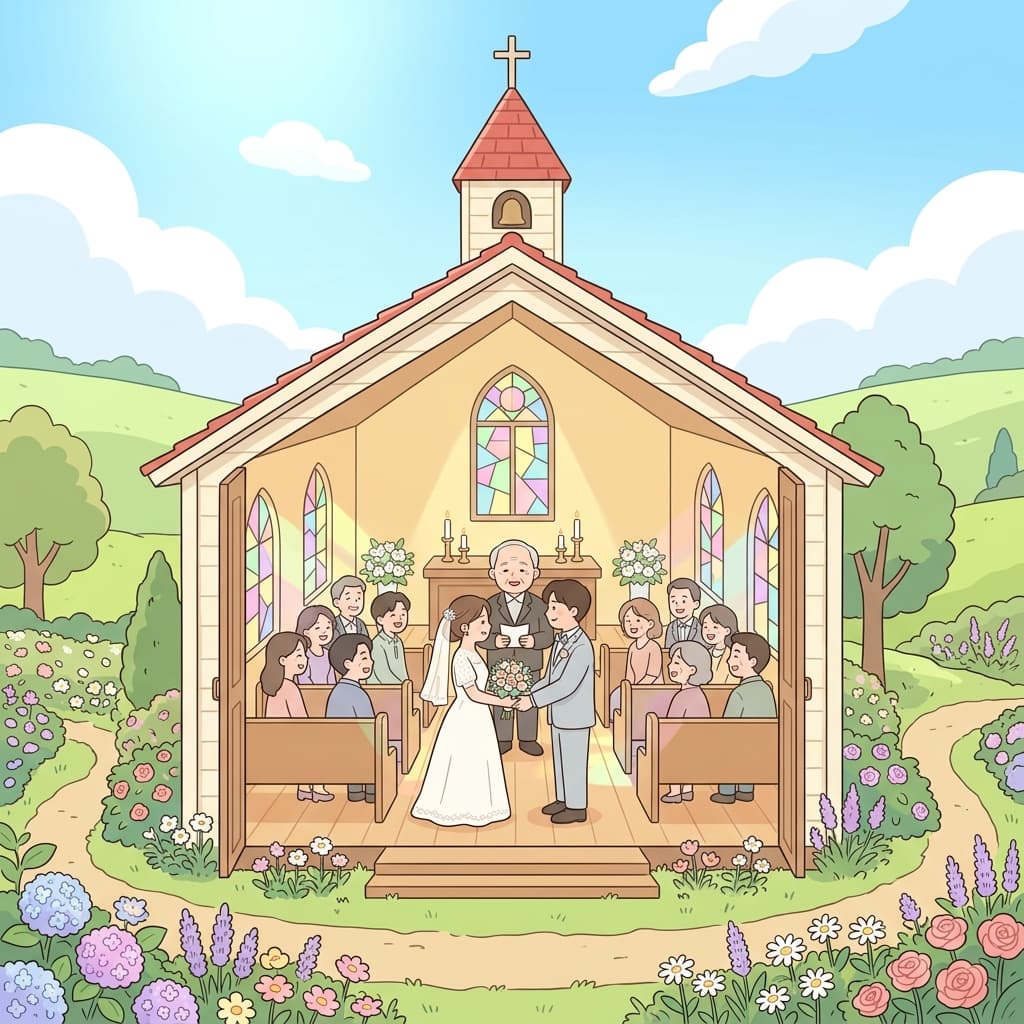 The couple exchanged vows in a beautiful chapel.