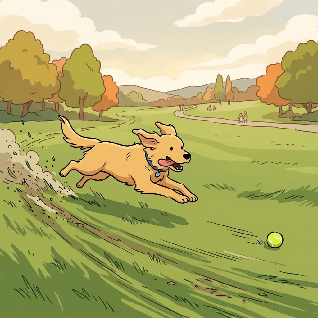 The dog chased the ball with everything it had — and the ball had no intention of stopping.