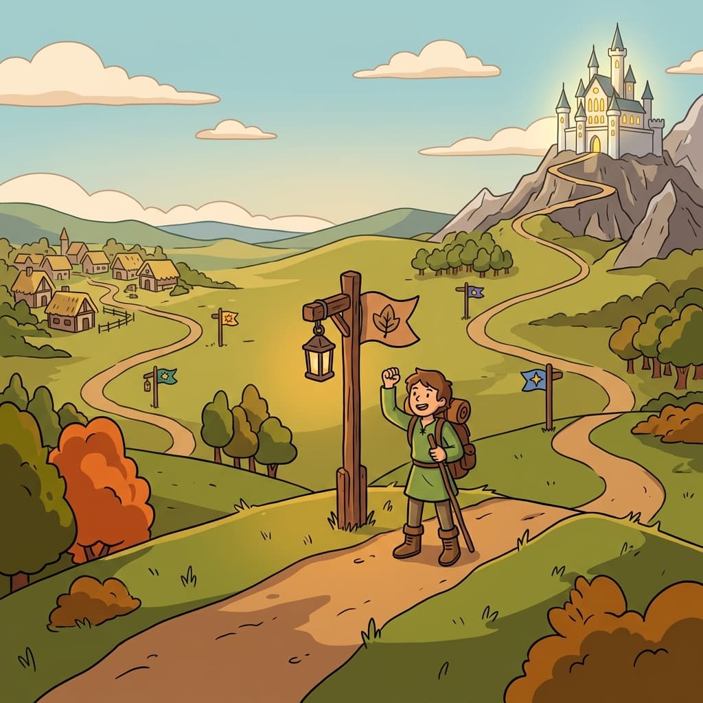 Each checkpoint marks progress toward the next point.