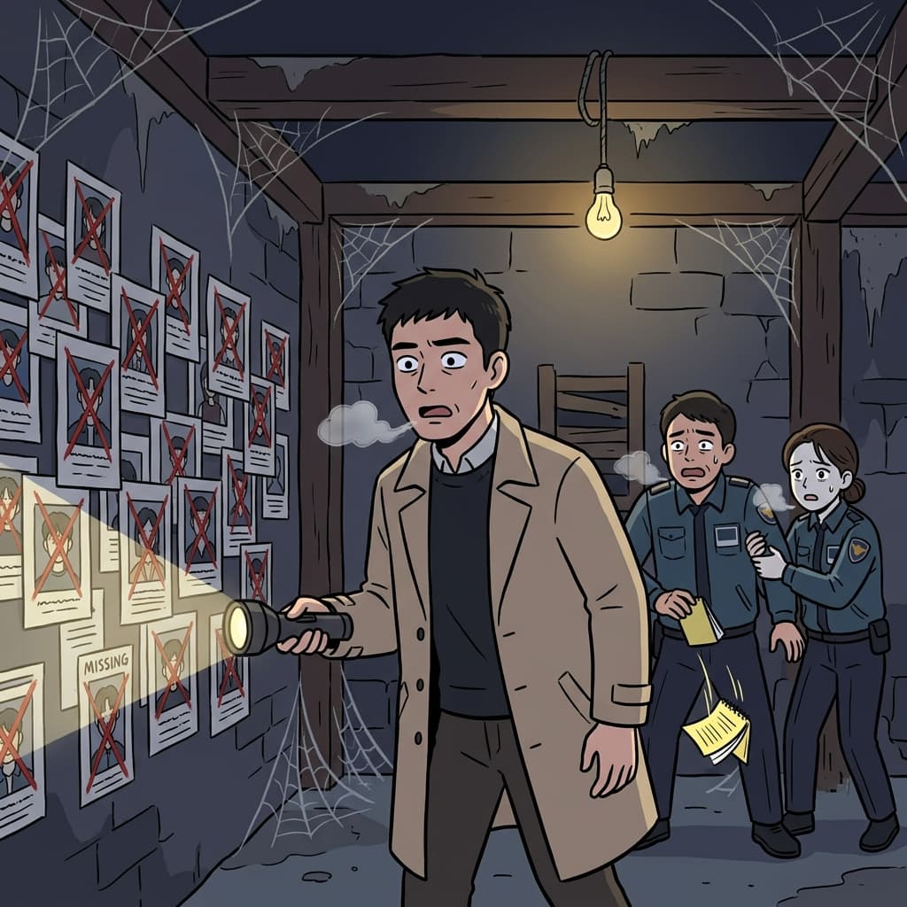The detective's chilling discovery in the basement froze everyone in place.