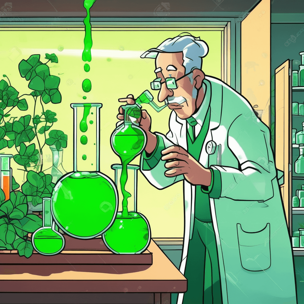 As chlorophyll starts to fill, the scientist stands perfectly still.