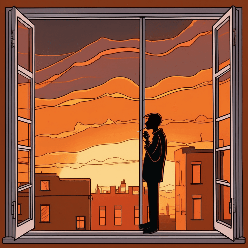 A cigarette's smoke frames a silhouette filled with regret