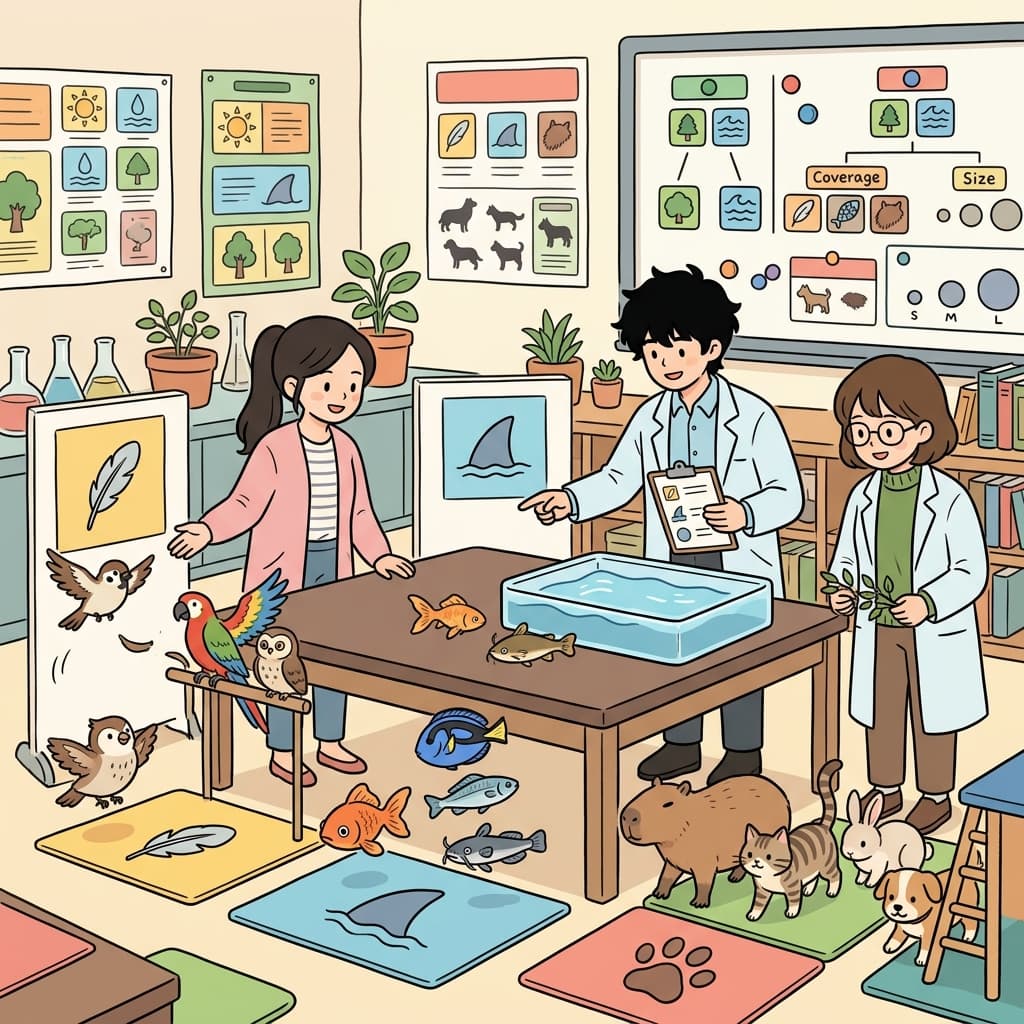 Scientists classified animals according to their characteristics.