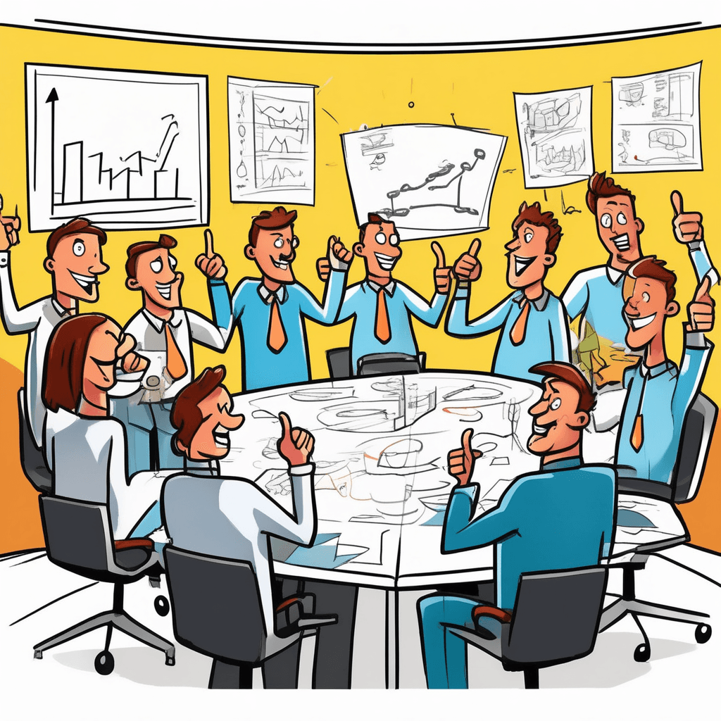 Come up with ideas, sum up with a thumb up with joy!