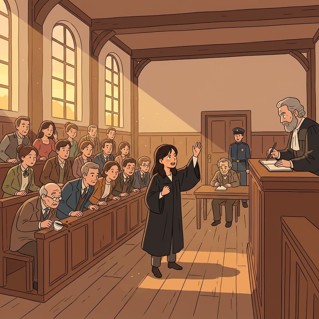 Her compelling speech made the entire courtroom lean forward in silence.