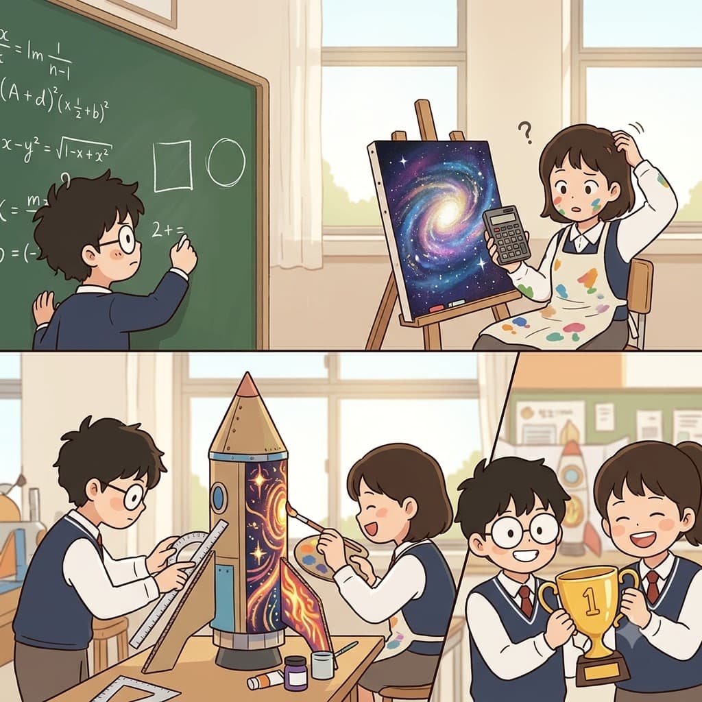 Even back in elementary school, the math genius and the art genius formed a complementary team.