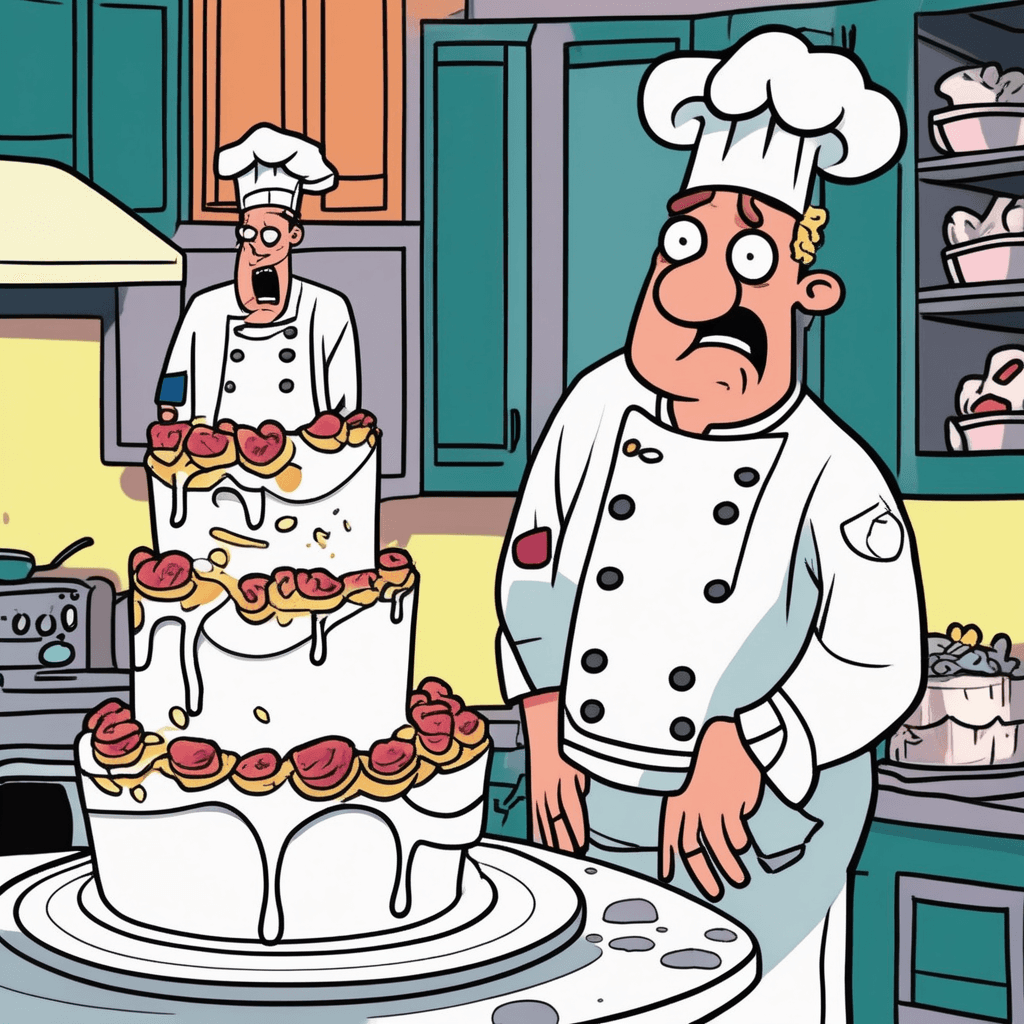 The punctilious chef feels compunctious while his unctuous assistant feigns concern!