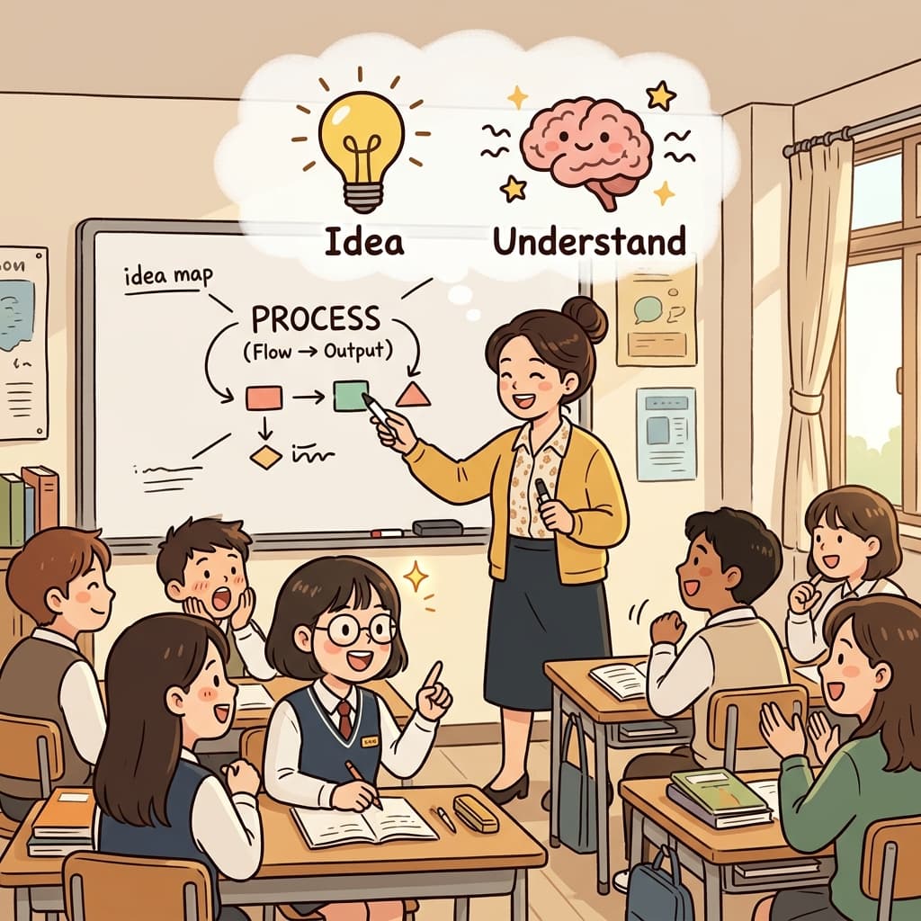 The teacher's clear explanation helped students understand the original conception. (Idea + Understand = Concept.)