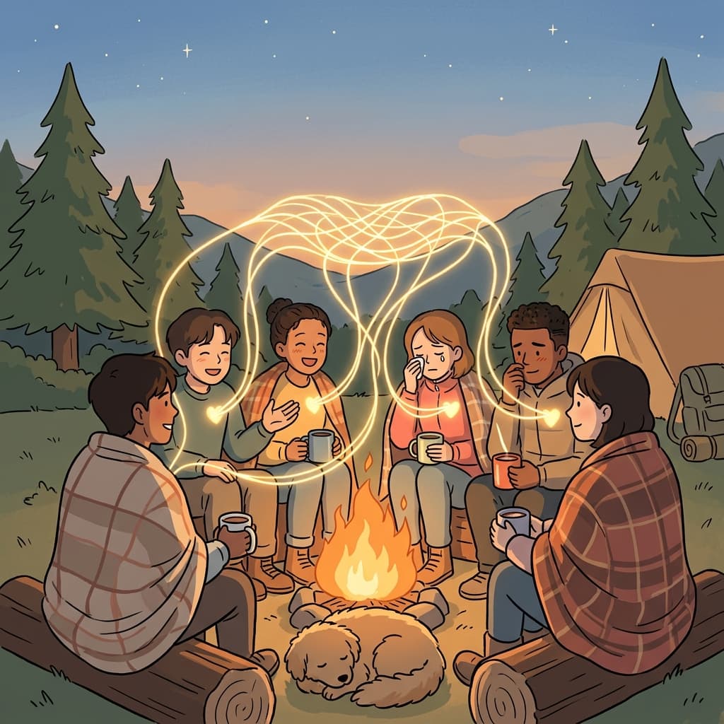 Around the campfire, their shared stories created a deep sense of connectedness.