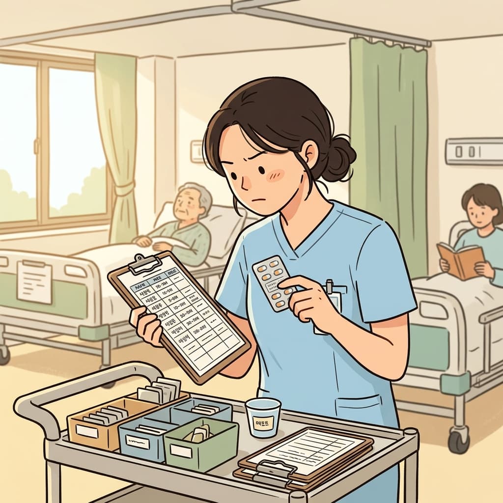 The nurse conscientiously checked every patient's medication.