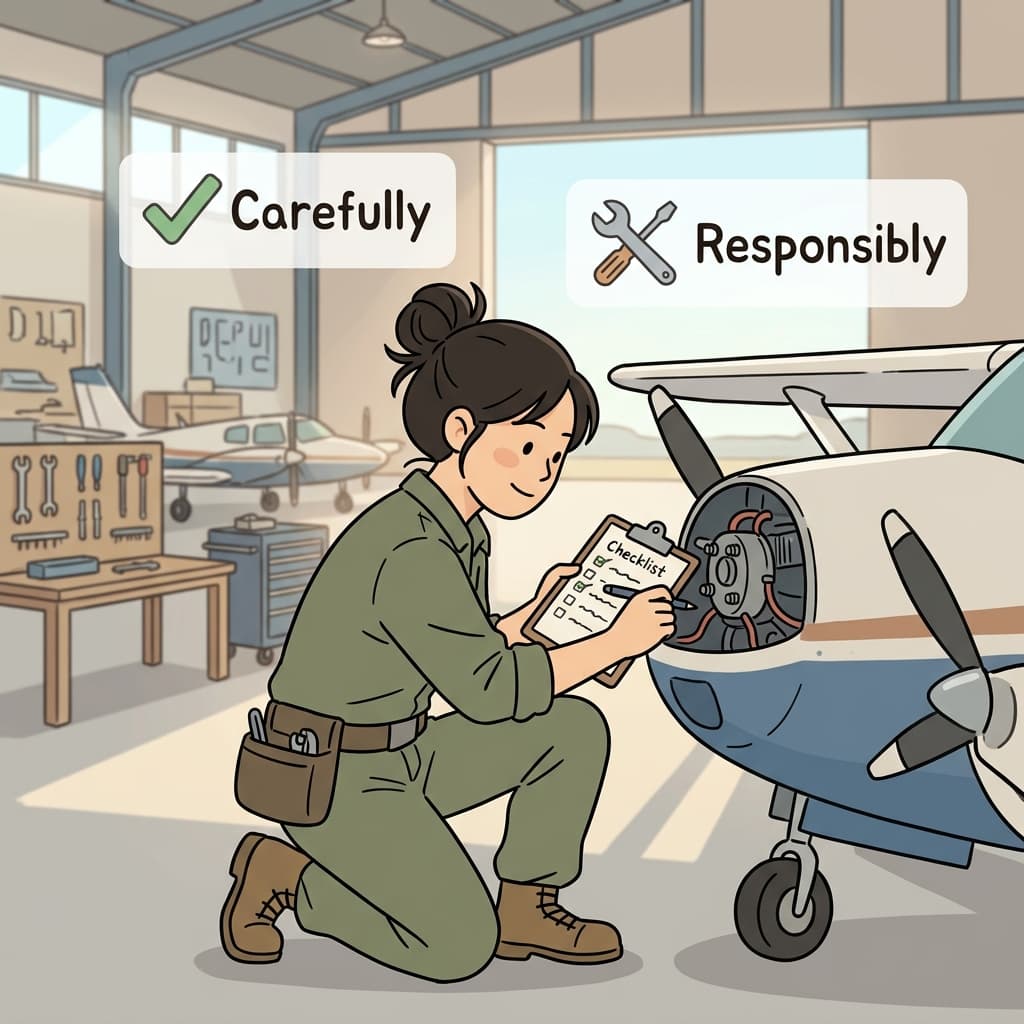 The mechanic conscientiously inspected every bolt before the flight.